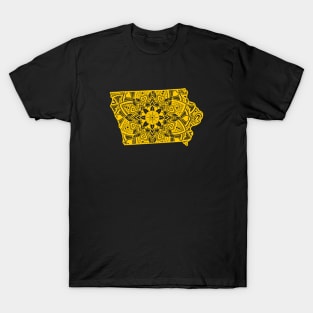 Yellow Iowa State Gift Mandala Yoga IO Art T-Shirt